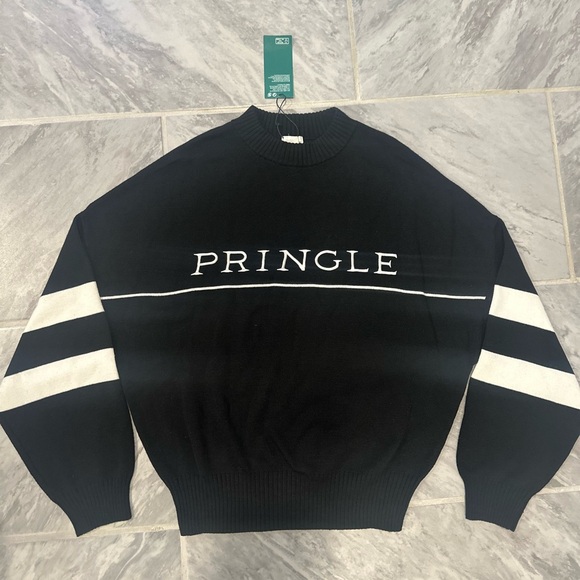 NWT Pringle Of Scotland X H&M Black White Sweater Womens Wool Blend Size Small - Picture 1 of 9
